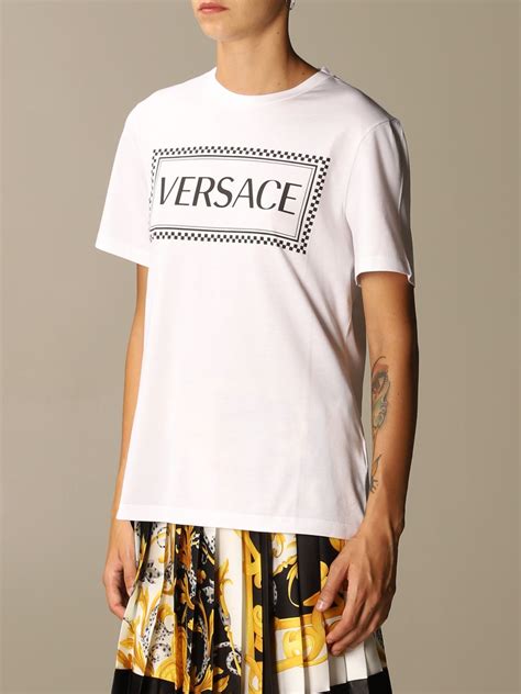 vintage black designer shirt versace with white lettering|1st copy Versace shirt men.